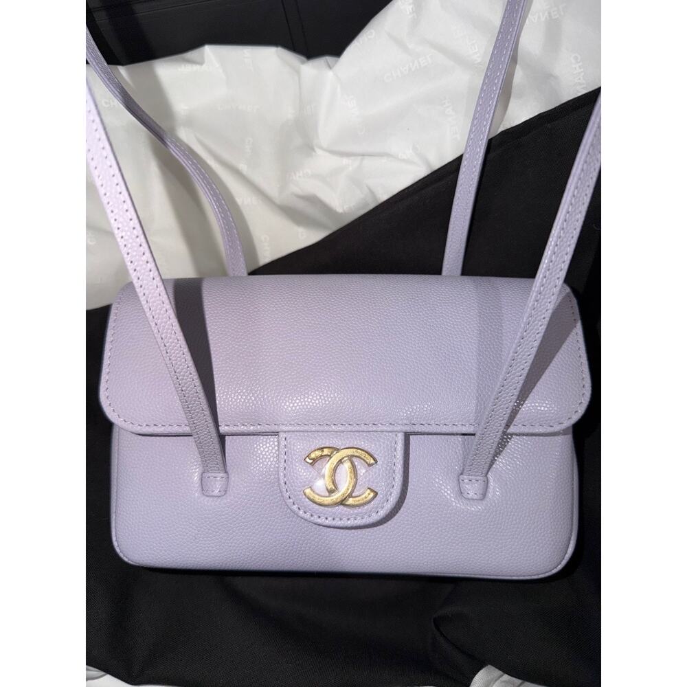 Chanel 26S Preppy Coco Mini Purple Caviar Leather Gold CC Logo Shoulder Bag - Picture 5 of 16